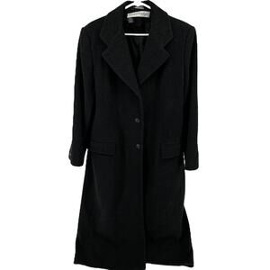 Vintage Evan Picone Trench Coat Alpaca Mohair Wool Double Breasted Notch Lapel S